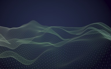 Abstract landscape background. Cyberspace purple grid. hi tech network. 3D illustration