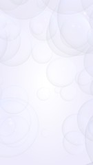 Abstract white background. Backdrop with light transparent bubbles. Vertical orientation. 3D illustration