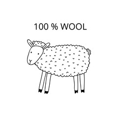 Cute doodle drawing of a sheep and text 