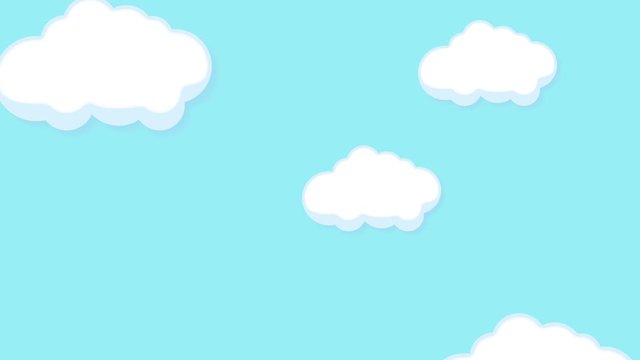 Abstract kawaii. Sky full of clouds moving right to left. Cartoon sky animated gradient background. Flat animation. 4k
