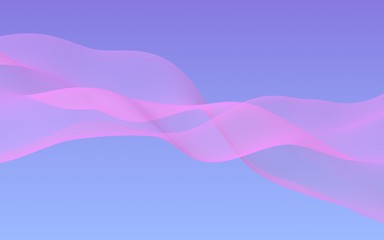 Pink wave on blue sky abstract background. Fluttering pink scarf. Waving on wind pink fabric. 3D illustration