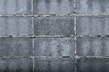 The fence is made of concrete blocks
