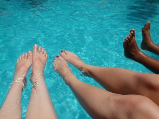 Diverse group of friends by the pool