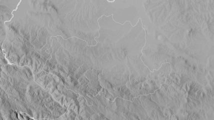 Kolubarski, Serbia - outlined. Grayscale