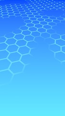 Fototapeta premium Translucent, with breaks, honeycomb on a gradient blue sky background. Perspective view on polygon look like honeycomb. Isometric geometry. 3D illustration