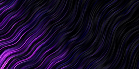 Dark Purple vector background with lines. Illustration in halftone style with gradient curves. Best design for your posters, banners.