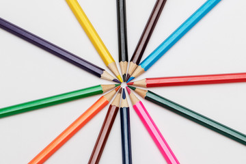 Clipped colorful crayons