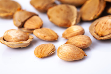 apricot kernel isolated on white background, ecology food