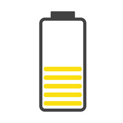 Battery charge level indicator bar icon, full, empty or loading on white for design, stock vector illustration