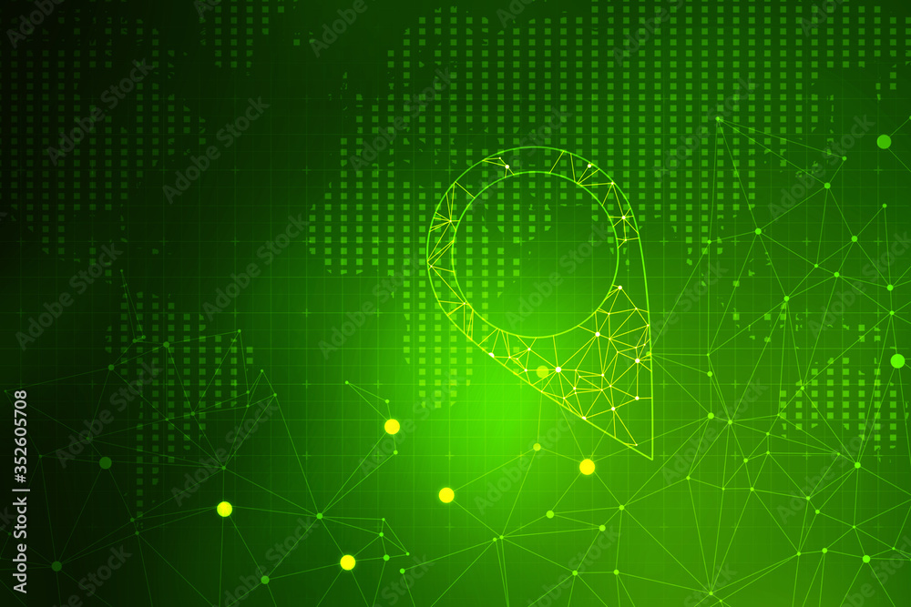 Poster 2d rendering red map pointer