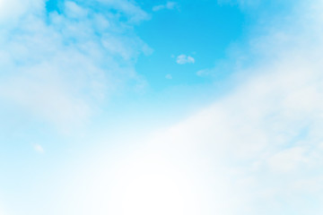 Blue sky with white cloud. Beautiful sky background and wallpaper. Clear day and good weather in the evening. bright,Thailand-Malaysia border.