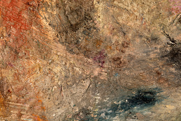 Background image of bright oil-paint palette closeup.