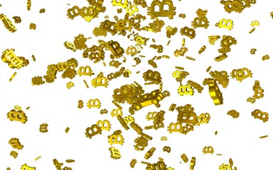 Digital currency symbol Bitcoin on a white background. Fall of bitcoin. crypto currency graph on virtual screen. Business, Finance and technology concept. 3D illustration