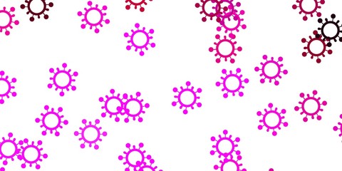 Light pink vector backdrop with virus symbols.