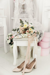 Bride's flowers and shoes