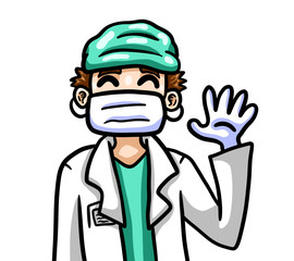 Happy Stylized Waving Doctor