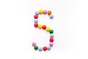 Candies font alphabet. Letter S isolated top view