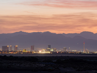 Beautiful sunset of the Las Vegas Strip