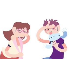 couple young with virus symptoms