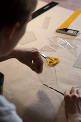 Man cut glass