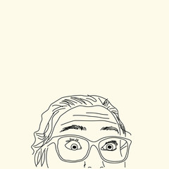 Fototapeta premium female eyes with emotion of surprise fright and surprise, sketch vector graphics monochrome illustration