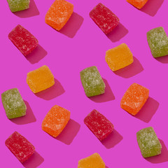 Marmalade mix as pattern on pink background