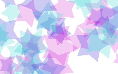 Multicolored translucent stars on a white background. Red tones. 3D illustration