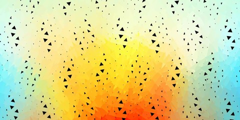 Light blue, yellow vector abstract triangle background.