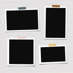 Set of vector photo frames isolated on white background. Old and vintage paper. Album for pictures and memory. Photograph.