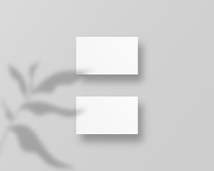 Blank business cards template. Blank white business cards mockups with shadow Overlays.  Realistic vector illustration.