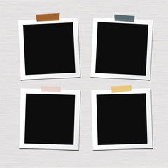 Set of vector photo frames isolated on white background. Old and vintage paper. Album for pictures and memory. Photograph.