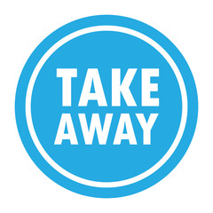 Take away stamp. Sticker design. Takeaway food or coffee drink badge for restaurant delivery service.