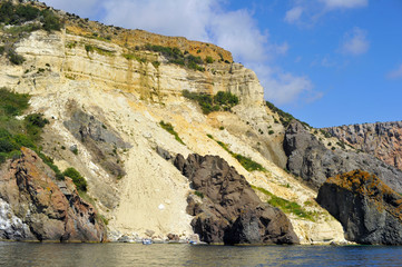 Black sea colorful rocks in summer in Crimea 