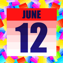 June 12 icon. For planning important day. Twelfth of june illustration. Banner for holidays and special days. Illustration.