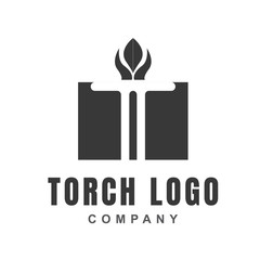 Torch logo icon design template with burning flame fire shape. Light blaze symbol of Victory, liberty, spirit, and passion. Vector illustration for element sport event, olympic game, ceremony, award.