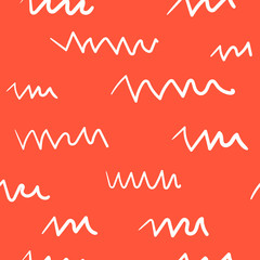 Doodle abstract pattern. Red and white colors. Seamless pattern can be used for wallpaper, pattern fills, web page background,surface textures.