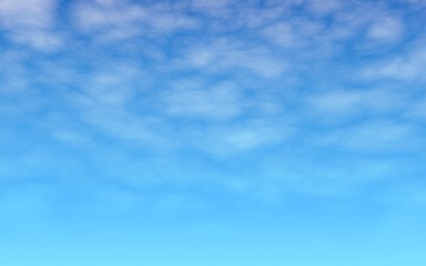 Blue sky background with white clouds. Cumulus white clouds in the clear blue sky in the morning. 3D illustration