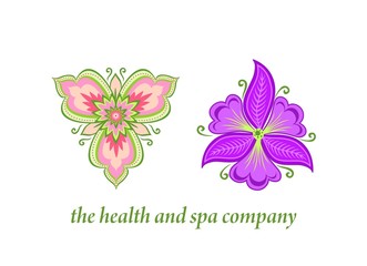 Beauty vector abstract orchid and garden violet flowers icon for logo design, healthcare, spa and massage salon, cosmetics, beauty industry, wedding card