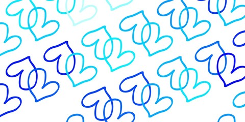 Light BLUE vector backdrop with sweet hearts.