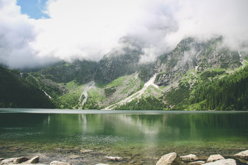 Green lake in the mountains with a clear water, Morskie oko