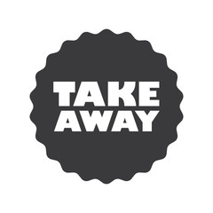 Take away stamp. Sticker design. Takeaway food or coffee drink badge for restaurant delivery service.