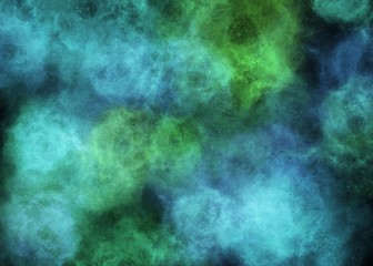 Fototapeta na wymiar Green and blue nebula on black background