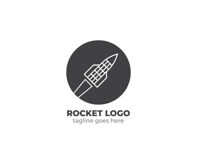 Rocket logo concept design. Space shuttle, spaceship launch icon. Vector illustration