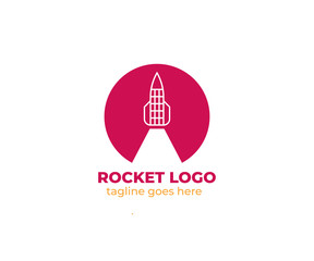 Rocket logo concept design. Space shuttle, spaceship launch icon. Vector illustration