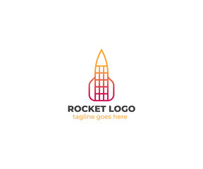 Rocket logo concept design. Space shuttle, spaceship launch icon. Vector illustration
