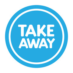 Take away stamp. Sticker design. Takeaway food or coffee drink badge for restaurant delivery service.