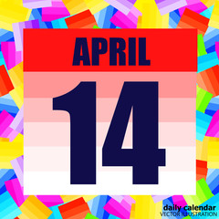 April 14 icon. For planning important day. April Fourteenth illustration. Banner for holidays and special days. Vector Illustration.