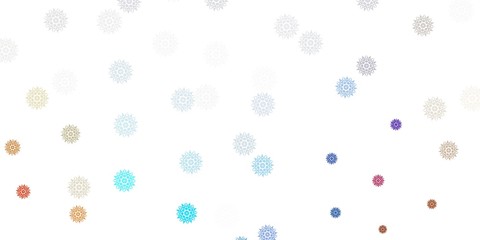Light blue, yellow vector pattern with colored snowflakes.