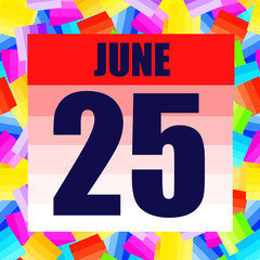 June 25 icon. For planning important day. Banner for holidays and special days. June twenty fifth. Illustration.