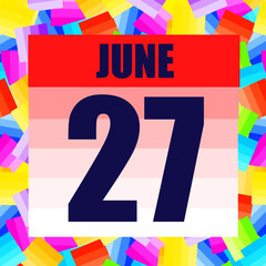 June 27 icon. For planning important day. Banner for holidays and special days. June 27th. Illustration.